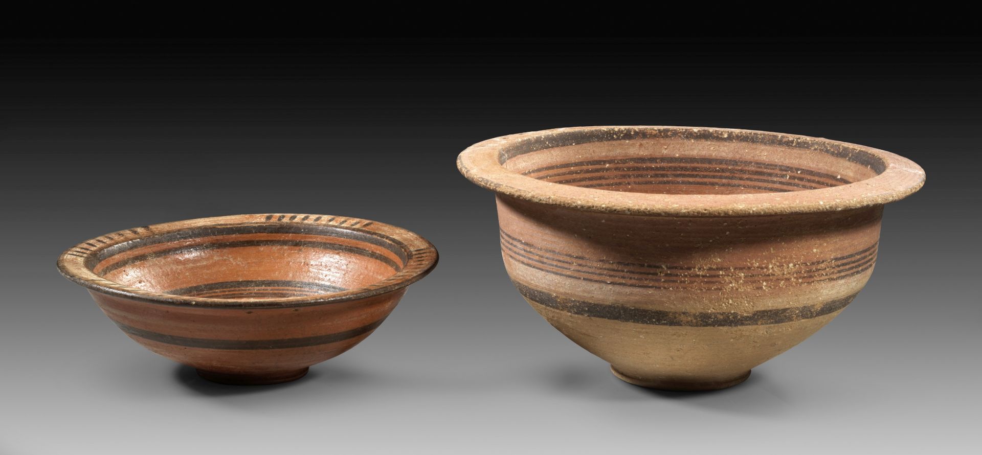 Two Eastern Mediterranean bowls of the Bichrome Red Ware.
