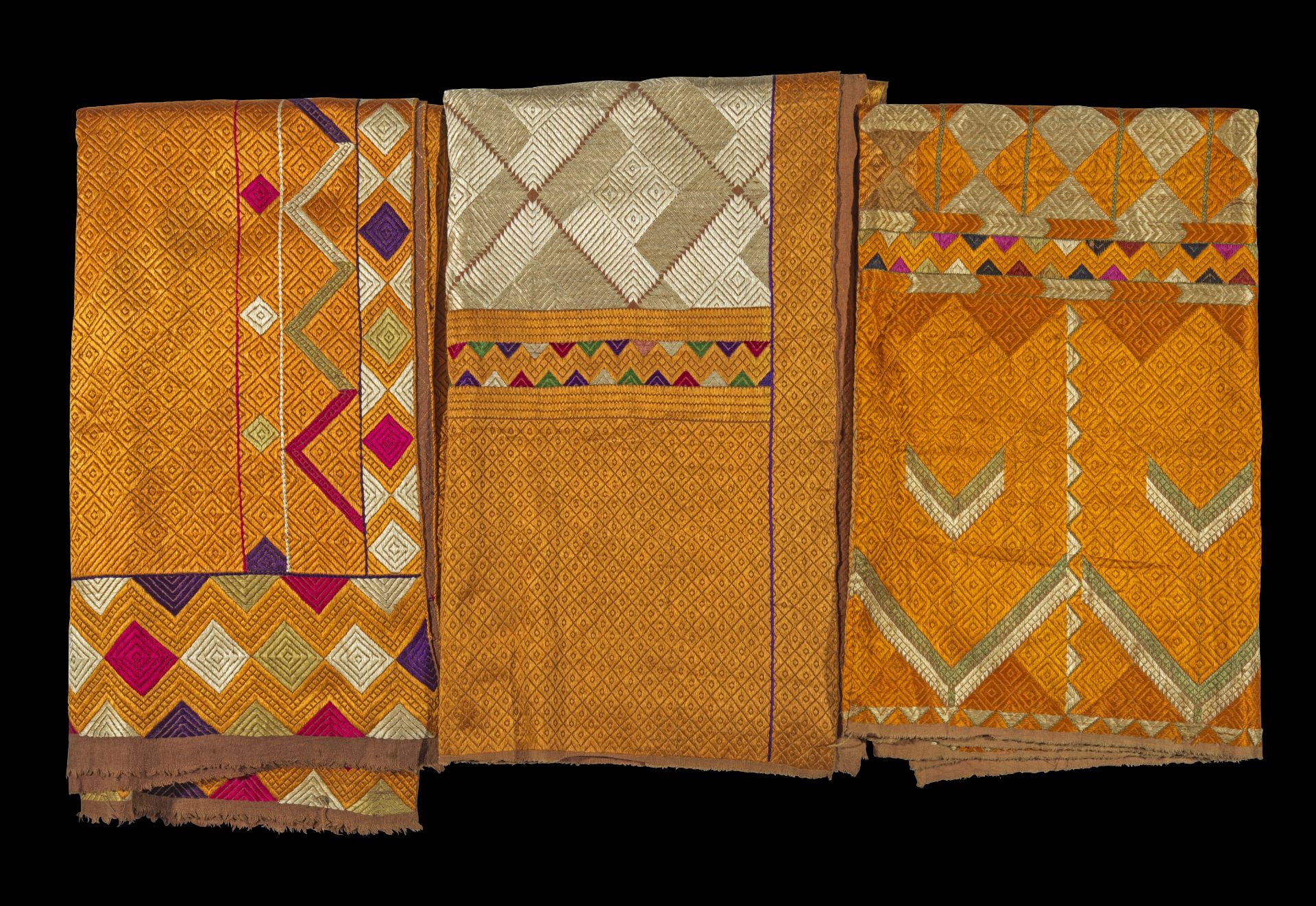 Three beautiful Phulkari Textiles.