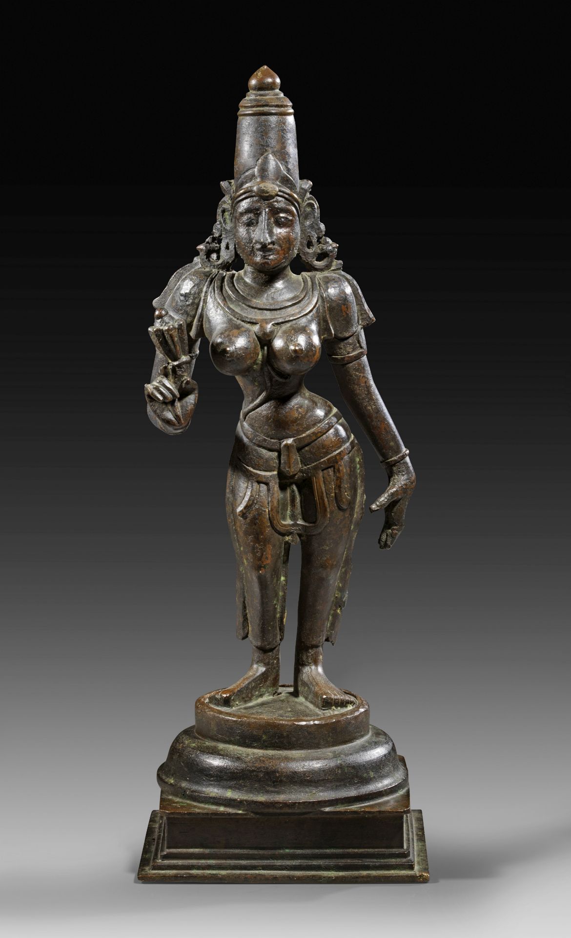 Bronze full cast statuette of Parvati. 