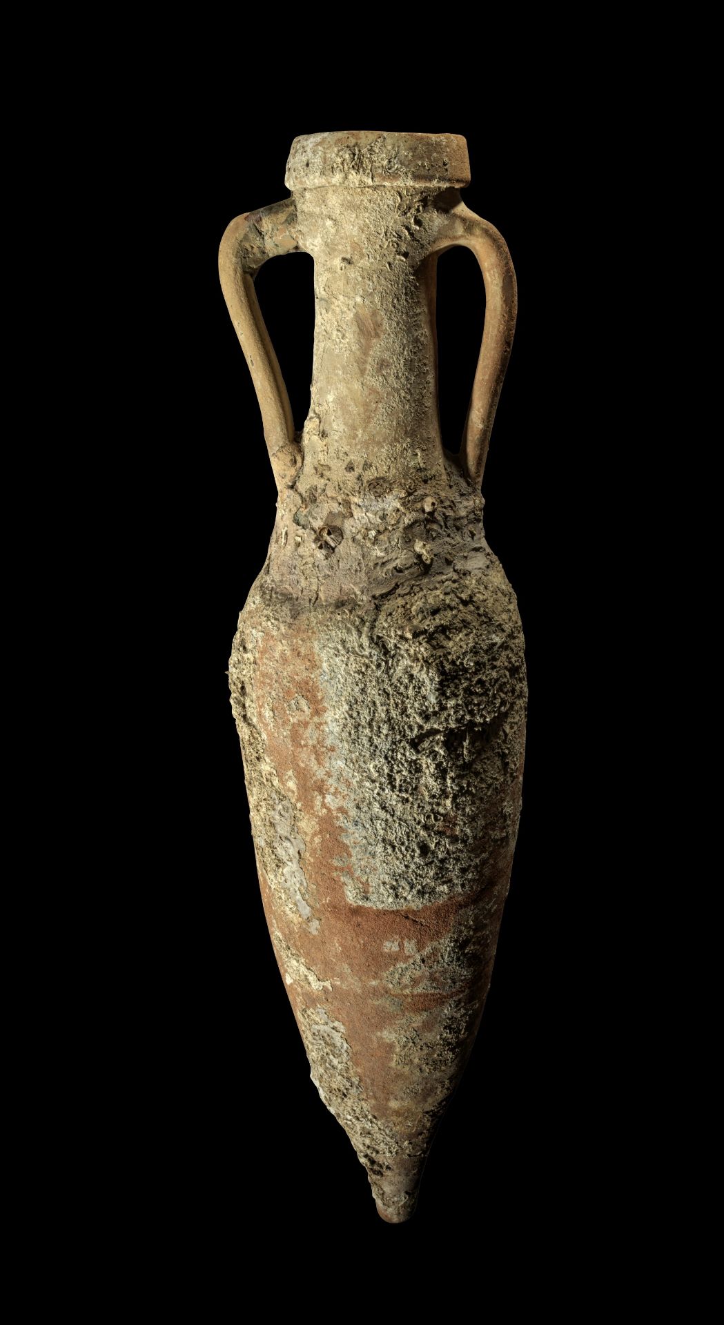Nice pasticcio made of two Roman transport amphoras for wine, Dressel 1C.