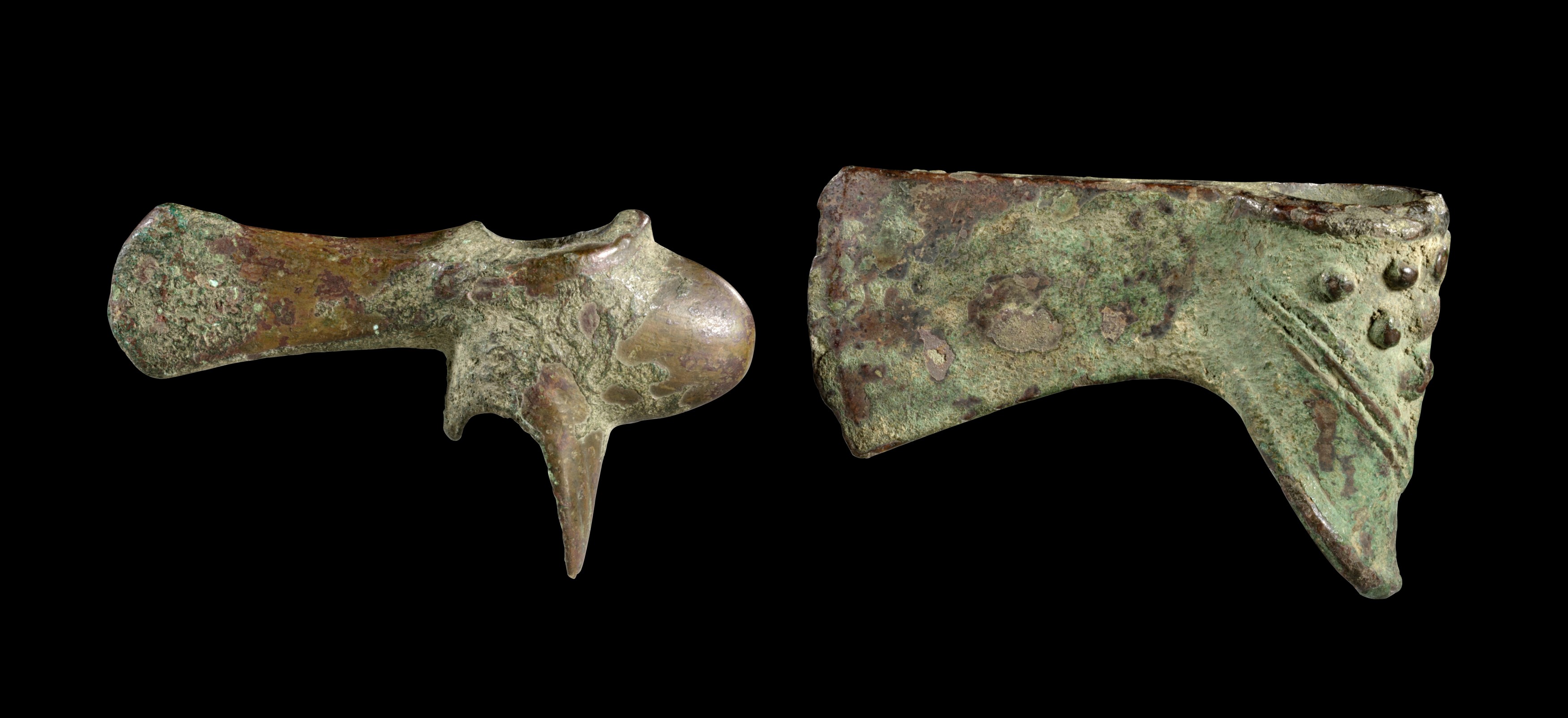 Two bronze Luristan axes.