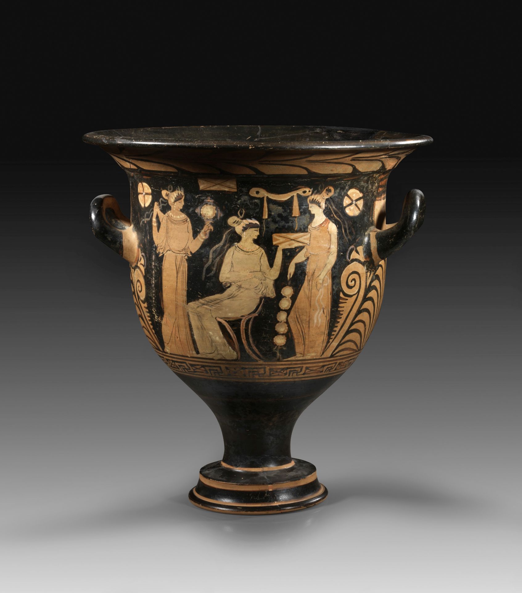 Campanian red-figure bell-krater of the Boston-Ready Painter. 