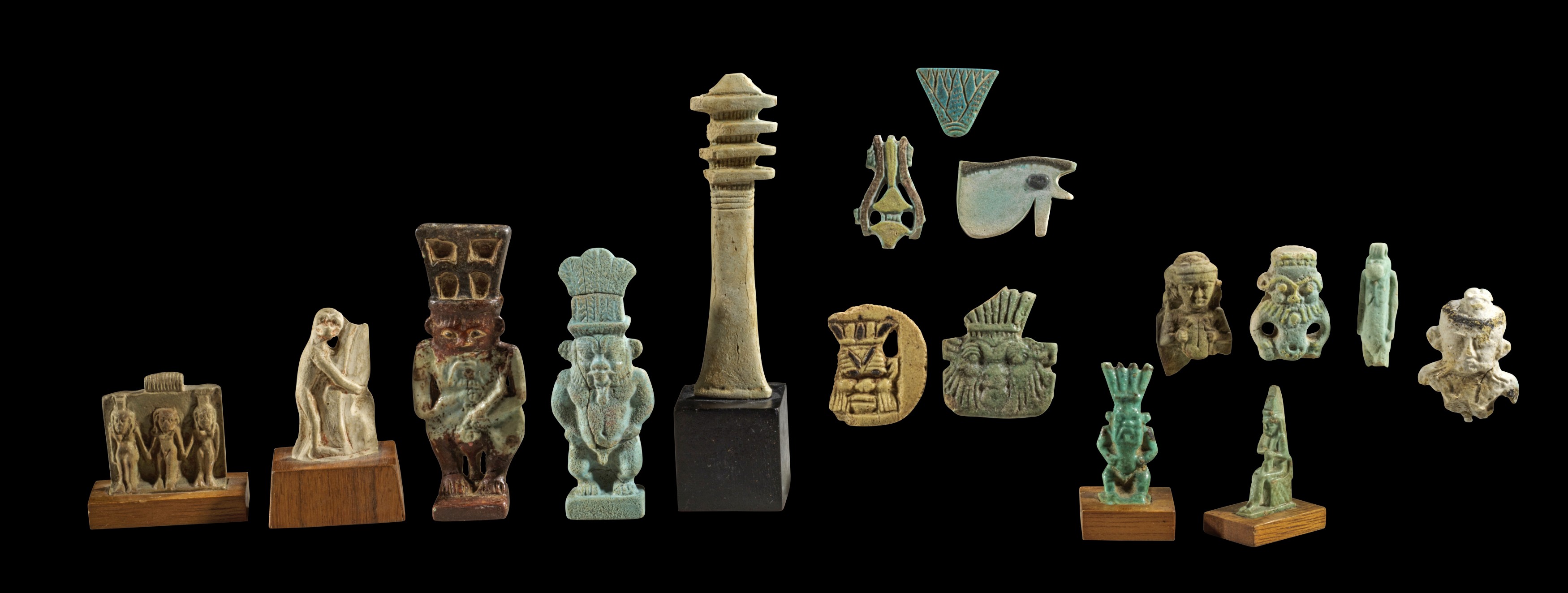 Collection of faience amulets.