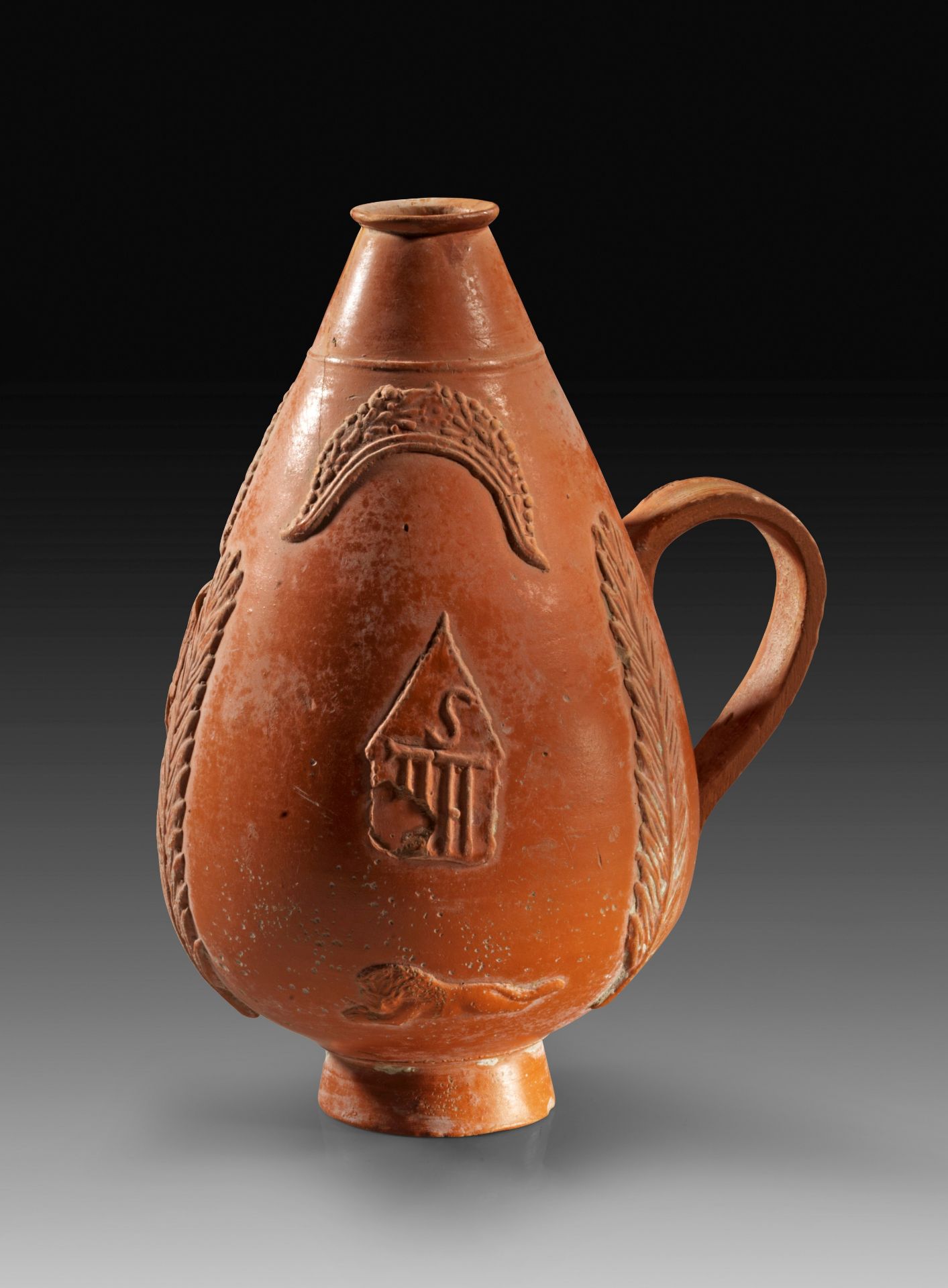 Roman one-handle ovoid flask. - Image 2 of 2