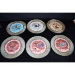 SIX CHINESE CIRCULAR SILK EMBROIDERIES 26.5cm diameter Condition Report : good condition Condition