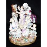 A LARGE 19TH CENTURY MEISSEN FIGURAL CENTREPIECE 'The Music Lesson', after the model by Michel