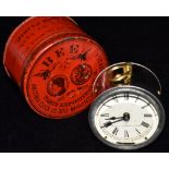 AN ANSONIAN 'BEE' TRAVELLING CLOCK in original case 7.5cm diameter Condition Report : no signs of