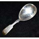 A VICTORIAN SILVER CADDY SPOON the spoon of plain form with initialled handle, hallmarked for London