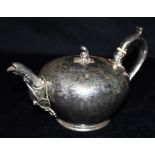 A WILLIAM IV SILVER TEAPOT with chased floral pattern to the top of the teapot, the belly of plain