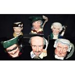 SIX ROYAL DOULTON CHARACTER JUGS: D6202 'Monty', D6689 'William Shakespeare', D6403 'Pied Piper',