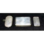 A COLLECTION OF SILVER ITEMS A small silver box, silver 'lighter' box and a silver plated