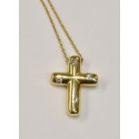 TIFFANY & CO AN 18CT GOLD AND DIAMOND TIFFANY & CO CROSS AND NECKLACE the cross set with four tiny