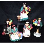 FIVE ROYAL DOULTON FIGURES: HN1315 'The Old Balloon Seller', HN1954 'The Balloon Man', HN2818 '