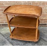 A LIGHT ERCOL THREE TIER TROLLEY model '458', 71cm x 45cm, 77cm high. Condition Report : rather