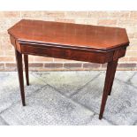 MAHOGANY FOLDOVER TEA TABLE, H 71cm x W 92cm x D 46cm