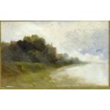 ENGLISH SCHOOL Storm Clouds Oil on board 13.5cm x 22cm Condition Report : framed and glazed, and