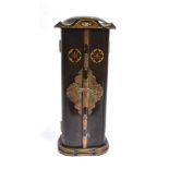 A JAPANESE LACQUER ZUSHI [PORTABLE SHRINE] the doors opening to gilded interior (now empty), the