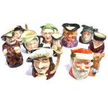 EIGHT ROYAL DOULTON CHARACTER JUGS: HN6440 'Porthos', HN6441 'Aramis', 'Jolly Toby', 'Falstaff',