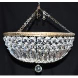 A METAL AND GLASS BAG CHANDELIER 38.5cm diameter Condition Report : good quality and condition,