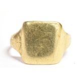 A VINTAGE 9CT GOLD SIGNET RING With vacant bezel, with the underside inscribed with name, faded 9.