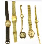 A COLLECTION OF FIVE WATCHES To include a gentleman's Smiths De Lux 17 jewel wristwatch with