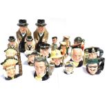 SIXTEEN ROYAL DOULTON MINATURE CHARACTER JUGS: D6635 'The Sleuth', D6454 'Aramis', D6839 'The