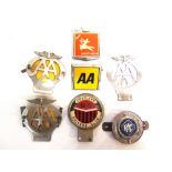 AUTOMOBILIA - SEVEN ASSORTED CAR BADGES comprising those for the M.G. Greylake Drivers Club, A.A (
