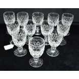 TWELVE MATCHING WATERFORD CRYSTAL 'BOYNE' PATTERN GLASSES 11cm high Condition Report : all in good