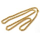 A TAGGED 750 GOLD ROPE TWIST CHAIN Length 61cm, weight 50g approx.