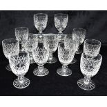 THIRTEEN MATCHING WATERFORD CRYSTAL 'BOYNE' PATTERN GLASSES 12cm high Condition Report : two with