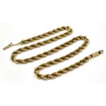 A 375 GOLD ROPE TWIST CHAIN Fitted with a shepherds hook clasp, 40.4 cm long, weight 29.6g
