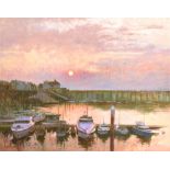 ALAN WARD, G.R.A. (BRITISH, 1940-2019) 'Marina Sunset - Watchet Harbour' Oil on board Signed and