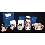 A PAIR OF LIMITED EDITION ROYAL DOULTON D7009 LAUREL AND HARDY CHARACTER JUGS numbered 2779/3500,