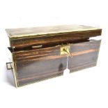 A LARGE VICTORIAN BRASS MOUNTED COROMANDEL WRITING SLOPE the fitted interior with pair of Mosleys