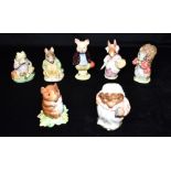 SEVEN BESWICK BEATRIX POTTER FIGURES all with gold backstamps: 'Timmy Tiptoes', 'Pigling Bland', '