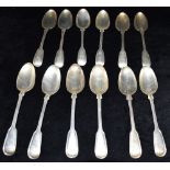 A COLLECTION OF VICTORIAN FIDDLE AND THREAD PATTERNED LARGE DESSERT SPOONS hallmark possibly