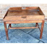 A MAHOGANY BUTLERS TRAY ON STAND the tray 66cm x 44cm, 51cm high overall Condition Report : tray