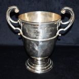 A LARGE SILVER TWO HANDLED TROPHY engraved for Interhouse Grand Aggregate Challenge Cup,