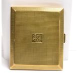 A 9CT GOLD CIGARETTE CASE Of engine turned pattern and canted edges, monogrammed initials to the