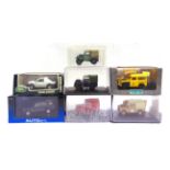 SEVEN 1/43 SCALE DIECAST MODEL LAND ROVERS by Oxford Diecast (3), Auto Art (1), Vitesse (1), and