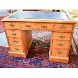 A LATE VICTORIAN LIGHT OAK TWIN PEDESTAL DESK 107cm wide 61cm deep 76cm high Condition Report :