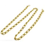 A 1970'S 9CT GOLD FANCY LINK LONG CHAIN The chain comprising of oval open links in rope twist