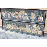 INDIAN SCHOOL (20TH CENTURY) A pair of paintings on silk depicting wedding processions, 40cm x 163cm