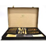 A CROWN COLLECTION SOLINGEN GERMANY GOLD PLATED CANTEEN OF CUTLERY in two drawer briefcase style