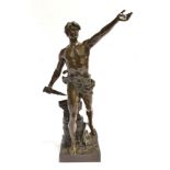 EUGENE MARIOTON (FRENCH, 1857-1933): 'Devoir Civique' a bronze figure of a swordsmith standing
