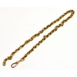 A YELLOW METAL FANCY ROLO CHAIN with pated lobster clasp, length 33cm, weight 26grams, unmarked,