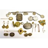 A COLLECTION OF ANTIQUE JEWELLERY and trinkets to include two small late 18th/early 19th century