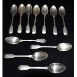 A COLLECTION OF VICTORIAN FIDDLE PATTERNED DESSERT SPOONS hallmark possibly London 1844, weight