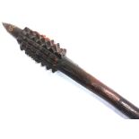A 19TH CENTURY HARDWOOD TRIBAL WAR CLUB, PROBABLY SOUTH SEAS ISLANDS the head with a carved