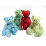 FOUR CHARLIE BEARS MINIMO COLLECTION TEDDY BEARS designed by Isabelle Lee, each approximately 17cm